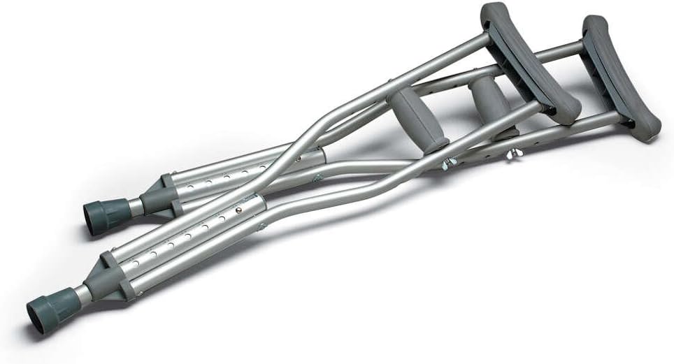 MediChoice Crutches, Adjustable, Aluminum Fits 5 Feet 10 Inches to 6 Feet 6 Inches, 131477710A (1 Pair)