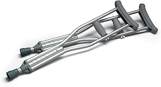 MediChoice Crutches, Aluminum, Adjustable, 5 Feet 2 Inches to 5 Feet 10 Inches, 300 Pound Capacity (1 Pair)