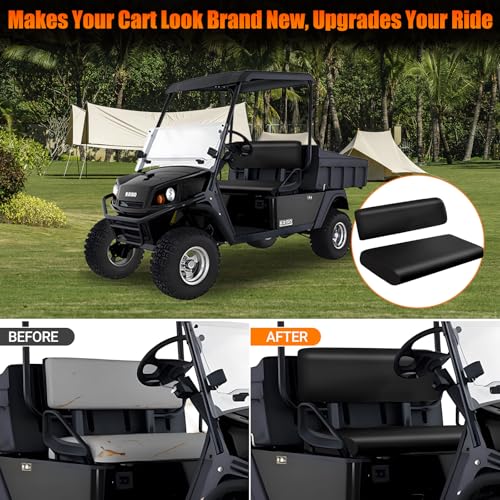Image of Golf Cart Front Seat Covers Staple On Replacement for EZGO Workhorse Golf Cart Seat Black Micro Fiber Leather Seat Cover