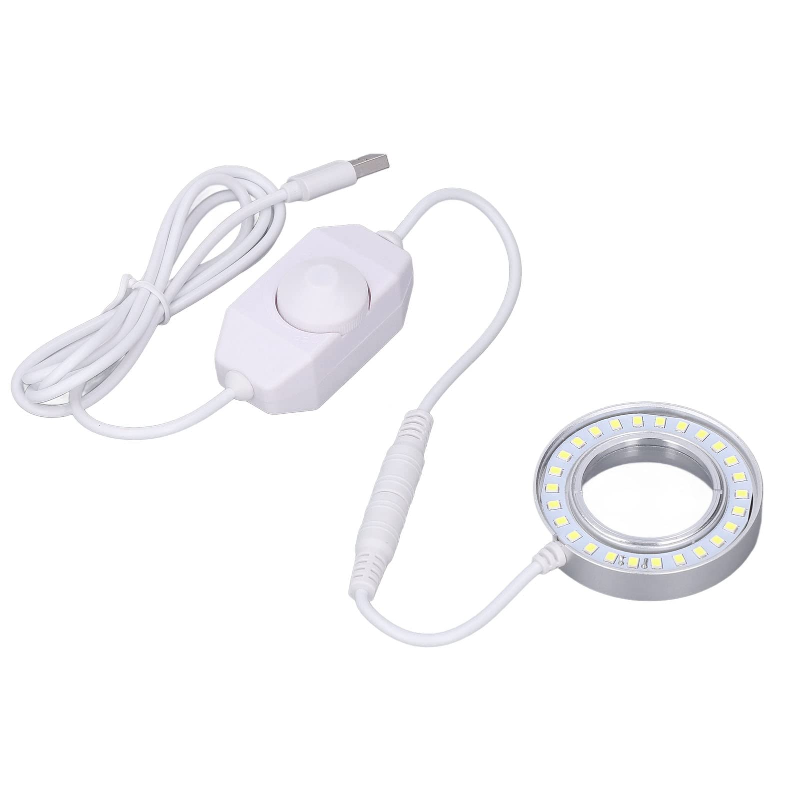 Iluminador LED para Microscopio Estéreo con Luz de Anillo Brillo Ajustable y Regulador Intensidad Hebilla Espiral Ajustable para Laboratorio Microscopía