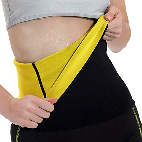 YFMAYI Neoprene Slimming Belt Hot Shapers Waist Trainer Corset Trimmer Cincher For Weight Loss Women & Men,Medium-FBA,Black