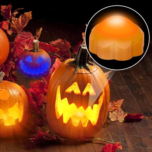 Image of Halloween Pumpkin Lights Battery Operated, Remote Control Always On /Colorful Candlelight Ambient Light Multi-Function Timing Bedside Light for Bedroom
