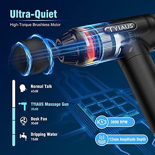 Muscle Massage Gun,TYIAUS Massage Gun Deep Tissue,30 Speeds Powerful Percussion Massager,Portable Muscle Gun,6 Massage Heads,LCD Touch Screen, Handheld Body Massager for Muscle Pain Relief,Relax