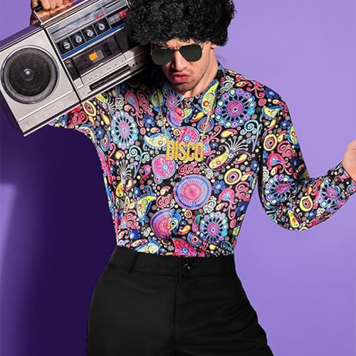 Costume hippie disco avec pantalon clochette extensible et accessoires rétro - 6