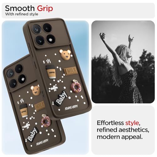 Image of Pikkme Back Cover for Poco X6 Pro 5G | 3D Cartoon Silicone Case Cute & Fun Full Protective Bumper Cover (Brown)