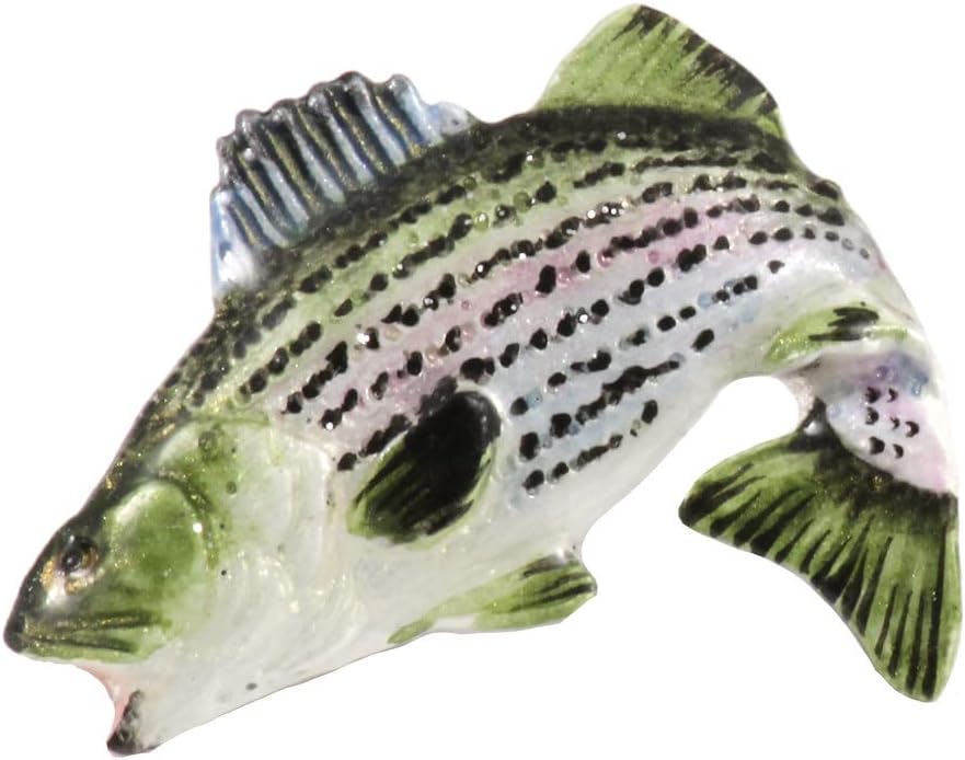 Striped Bass Leaping Fish Pin, Pewter, Lapel, Hat, Pins, Brooch, Brooches, Jewelry, Gift, Handmade in the USA, 200 Fish Designs Available. S052Z