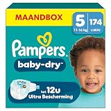 Pampers Baby-Dry Maat 5, 174 Luiers, 11kg-16kg, Tot 100% Lekvrije en Comfortabele Nacht