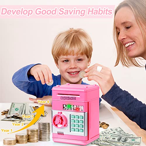 Image of Refasy Piggy Bank Cash Coin Can ATM Bank Electronic Coin Money Bank for Kids Age 3-12, Money Savings Box Mini ATM Coin Bank Toys Gifts for 3 4 5 6 7 8 9 10 11 12 Year Old Boys Girls