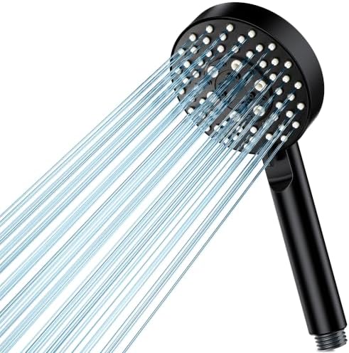 Magichome Hochdruck Duschkopf 5 Sprühmodi Handbrause Duschkopf | Turbolader-Design Wassersparend Handbrause Wassersparend, Duschbrause für Niedrigen Wasserdruck, Tiefschwarz