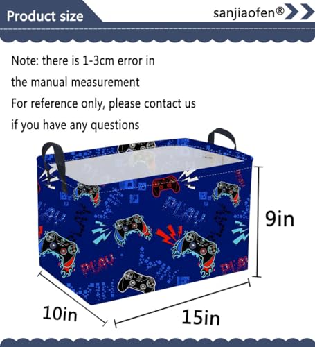 Image of Rectangular Game Basket for Boys,Game Storage Bin,Boy Storage Basket,Collapsible Storage Bin,Gift Organizer, Shelf Baskets,Boy Room Decor(Blue Game)