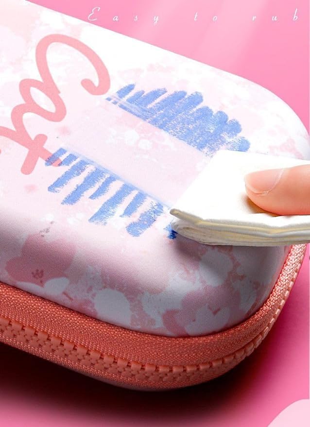Image of 3D Pink Rabbit Pencil Box with Cute Squishy for Boys for Girls and Kids for School 3D Embossed Pencil Zipper Pouch Storage Box Pencil case (Small Cute Pink Rabbit)