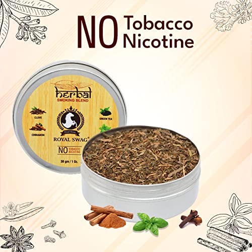 Image of ROYAL SWAG Tobacco & Nicotine Free Smoking Mixture With 100% Natural Herbal Smoking Blend (makes 40 rolls) Tobacco Alternatives, Herbal Smoking Mix 1 Pack 30gm