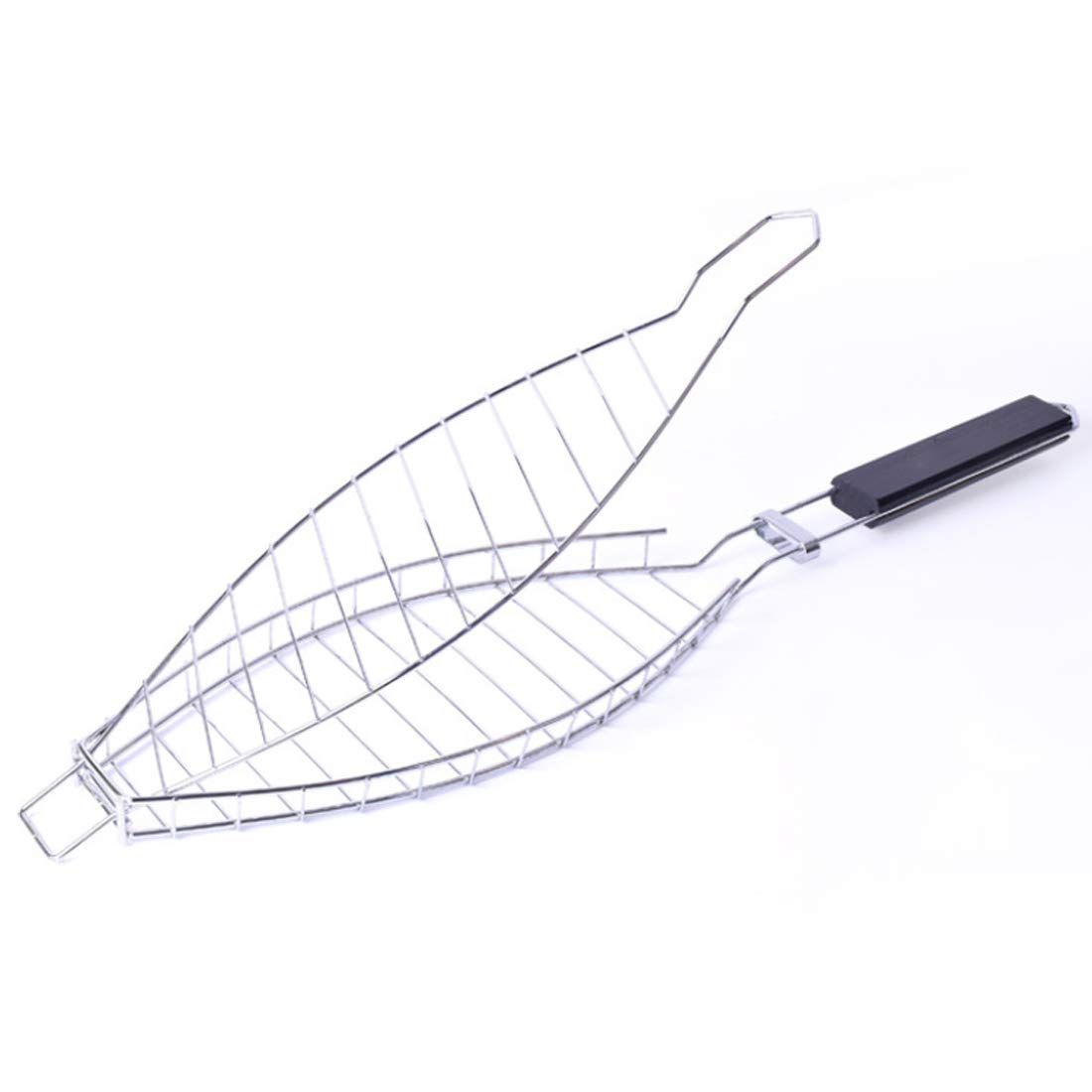 Cesta para parrilla de pescado para barbacoa, cesta portátil para parrilla de barbacoa, cesta para asar de acero inoxidable, herramienta para barbacoa, parrilla con cable con mango de madera, herram