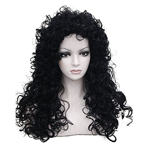 Aimole Synthetic Heat Resistant Black Hair Long Curly Wigs Cosplay Women Wig(1 Black)