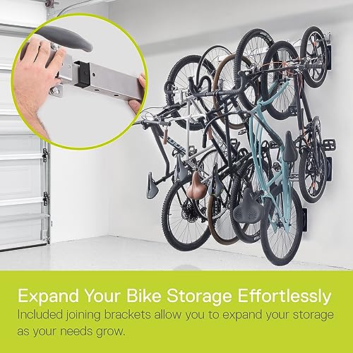 Image of Garage Bike Rack Wall Mount Rail Rack by Delta Cycle - Bike Hangers for Garage - Bike Storage Rack for MTB, Road & Ebike - Holds up to 300 lbs - Fully Adjustable Staggered Hook Design