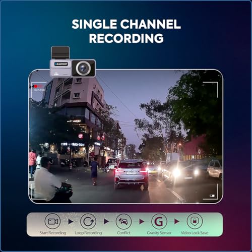 Image of Blaupunkt DC 606 WiFi Dashcam for Car - Full HD 1080p, Wide-Angle, G-Sensor, Loop Recording, Parking Monitor, App Support - SD Card Not Included