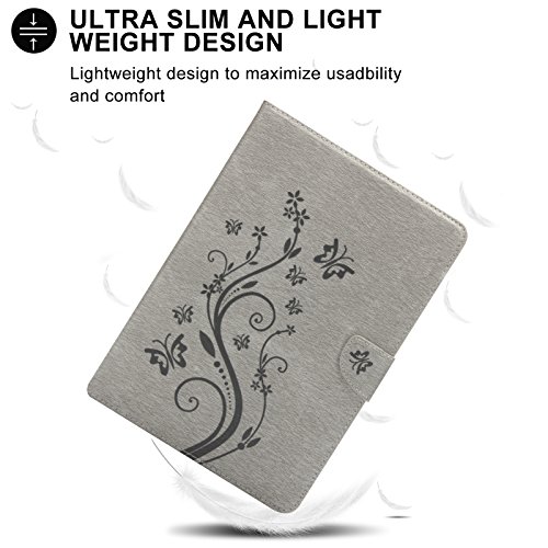 Dteck Butterfly Case For Apple Ipad Tablet (Include 6Th Generation 2018 /Ipad 5Th Generation 2017 /Air 2 2014 /Air 2013, 9.7-Inch), Slim Lightweight Leather Wallet Flip Cover With Stylus Pen (Gray) #TOP3