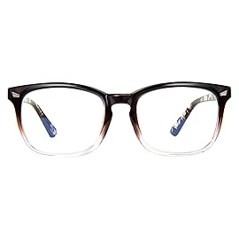 MAXJULI Blue Light Blocking Glasses,Computer Reading/Gaming/TV/Phones Glasses for Women Men(Brown-Translucent)