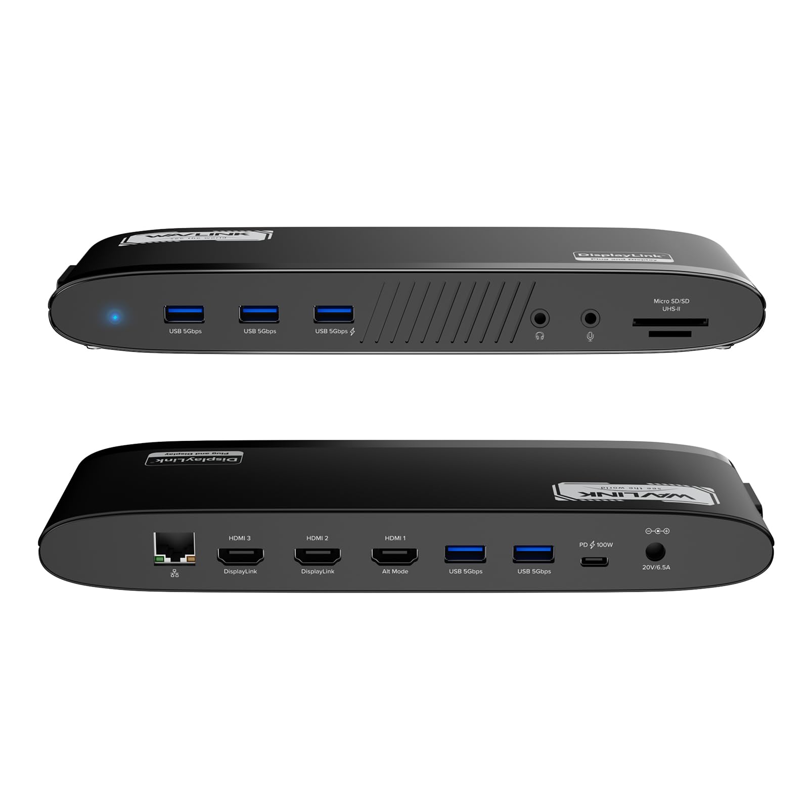 WAVLINK DisplayLink stacja dokująca z 3 HDMI (4K + podwójne 2K) | Stacja dokująca 13 w 1, ładowanie 100 W, USB-A 5 Gb/s, Ethernet, kompatybilna z Windows/Mac OS/MacBook Neo