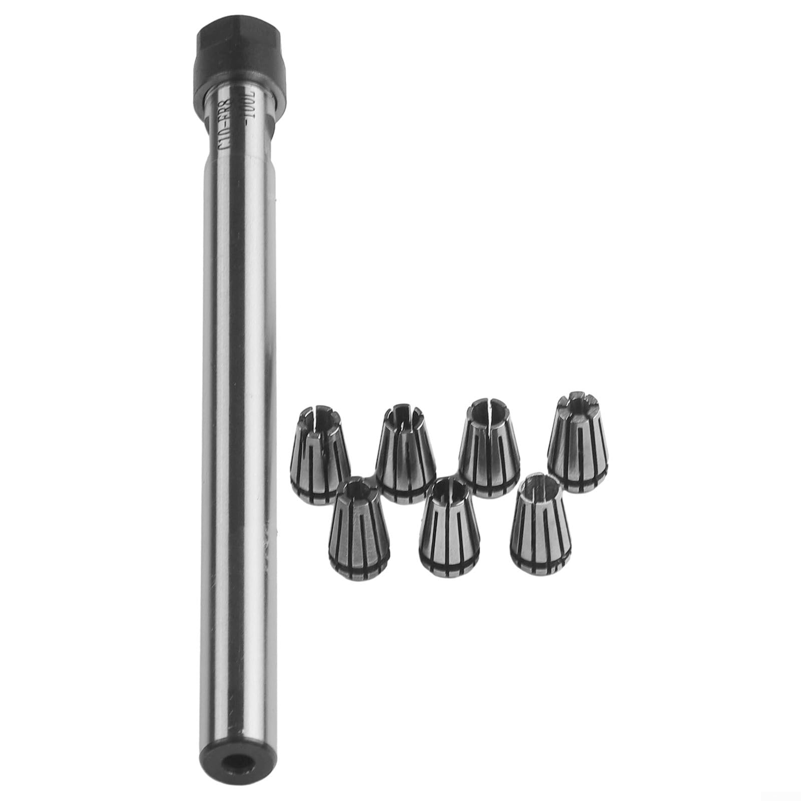 ER8 Spannzangenhalter C10 ER8A 100L mit 7-teiligem ER8 Spannzangen-Set, 2–5 mm, für CNC-Fräsen Bohren Schleifen