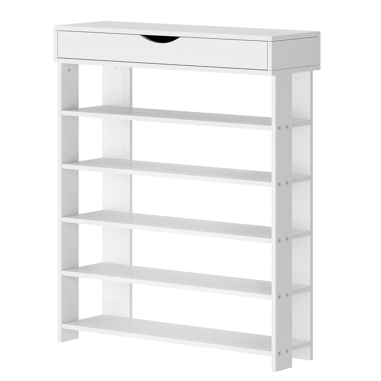 sogesfurniture Scarpiera in legno a 5 livelli, per 20 paia di scarpe, ideale per corridoio, corridoio, scale, 75 x 30 x 94 cm, bianco