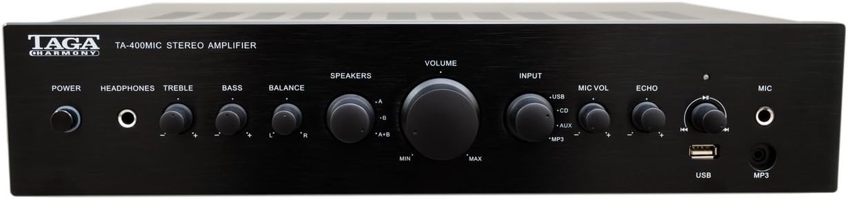 Taga Harmony TA-400MIC A/B Speakers Integrated Amplifier with MIC Mixing & USB