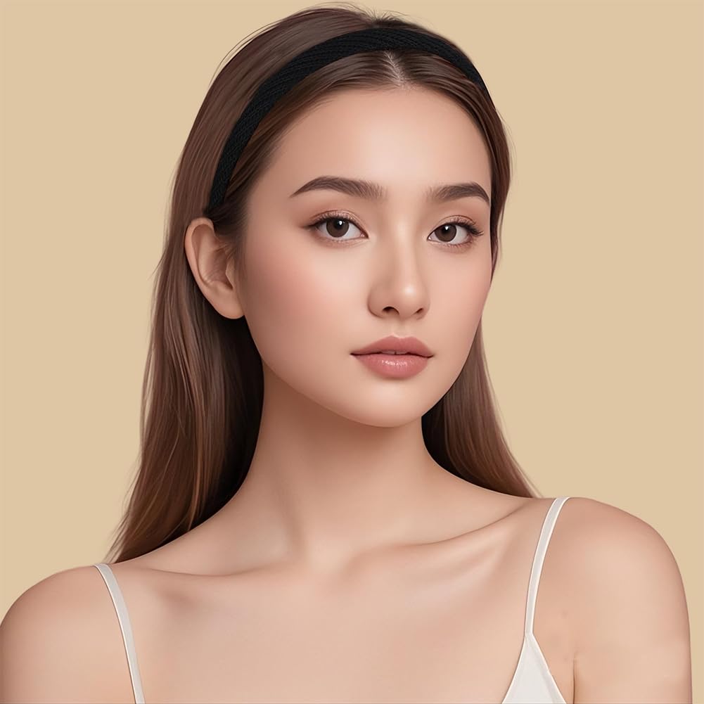 Trendy Non Slip Headbands for Women 4PCS Thin Knitted Fashion Plain Hair Bands Cute Elastic Headbands for Women & Girls 0.6 Inch Wide Women's Hair Accessories - Image 4