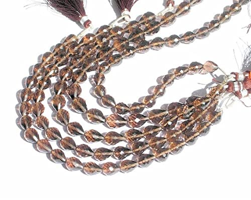 Smoky quartz faceted drops pierre naturelle perçage droit
