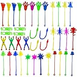 PEMOTYST 40PCS Vinyl Stretchy Sticky Toys Including Sticky Hands Feet Wall Climbers Men Hammers...
