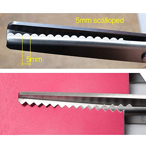 NEJLSD Pinking Shears for Fabric, Stainless Steel Handled Professional Dressmaking Sewing Scissors Zig Zag Fabric Craft Scissors (Scalloped 5mm)