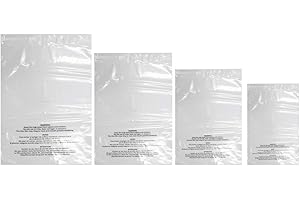 400 Count Warning Bags - 6x9, 8x10, 9x12, 11x14 Inch Self Seal Clear Poly Bags