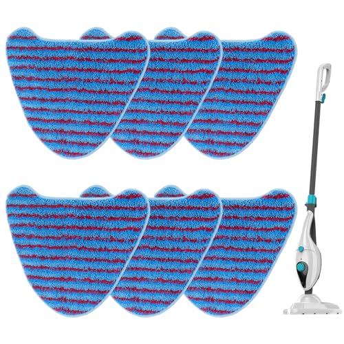 VILLAPOOL 2-Fibre Pads Compatible with Vax Steam Mop, Vax Steam Cleaner Pads S85-CM, S86-SF-CC, S86-SF-C, S85-SF-R, Wet/dry Reusable Floor Mop Steamer pads, 6 Pack Replacement for 1-1-132319-00
