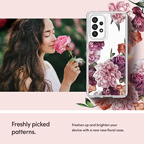 Image of Spigen Cyrill Cecile | Samsung Galaxy A53 5G Case | Transparent Flower Pattern Print Design Galaxy A53 5G Back Cover | TPU+Poly Carbonate - Rose Floral