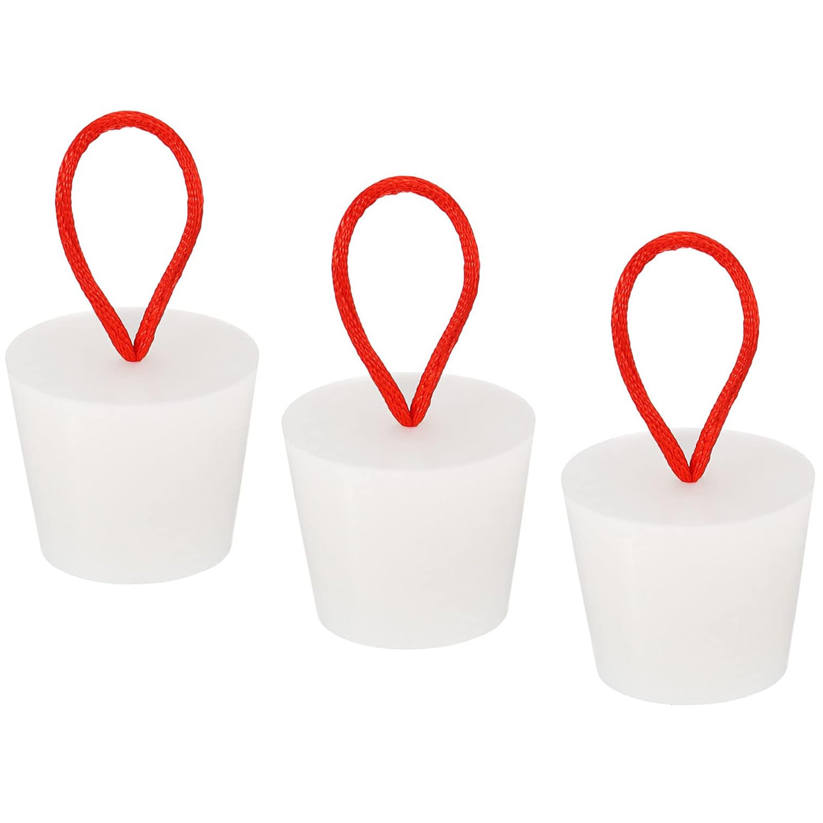 TOP-VIGOR 3Pcs Rubber Tapered Plug, 25mm to 33mm Solid Bathtub Bungs Stopper with Handle