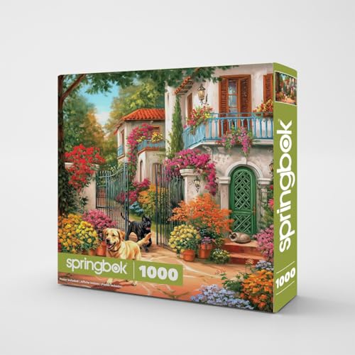 Rompecabezas Springbok Garden Gate Welcome de 1000 piezas para adultos – Villa mediterránea y jardín en flor – Incluye póster – Piezas de corte único – Hecho en EE.UU. miniatura 2