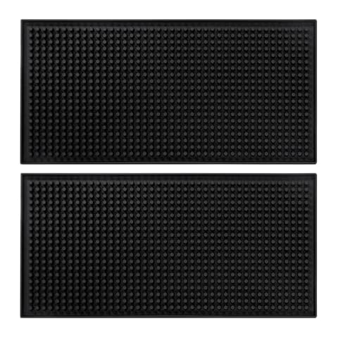 BARsics 12"x6" PVC Bar Service Mat, Non-Slip Petite Cocktail and Coffee Service Mat for Countertop, Home Bar, Kitchen, Restaurant (Pack of 2) Cover