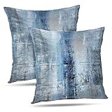 Alricc Blue and Grey Abstract Art Artwork Pillow Cover, Gallery Modern Decorative Throw Pillows Cushion Cover for Bedroom Sofa Living Room 18 x 18 Inch Set of 2