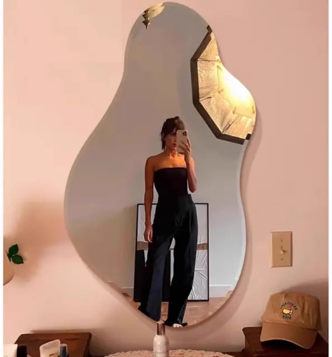 MIRROROLOGY INDUSTRY 18x24 Abstract – Modern and Unique Asymmetrical Mirror for Bathroom, Makeup, and Home Décor-image-49