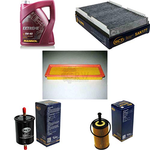 Juego de filtros de 5 litros de aceite de motor Mannol Extreme 5W-40 API SN/CF SCT Germany Filtro de aire Filtro de aceite filtro de combustible
