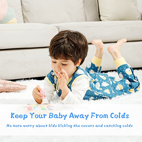 Image of WONDAY Toddler Sleep Sack with Feet, 0.5 Tog Sleeping Sacks for Walking with Legs 12-18 Months 2T 3T 4T 5T (Cat, 12-24 Months)