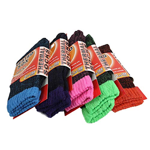 Women 3 Pairs Random Colors Lot 9-11 Thermal Socks Winter Warm Heated Thick Heavy Boots Sox (Random Color - 3 pairs)