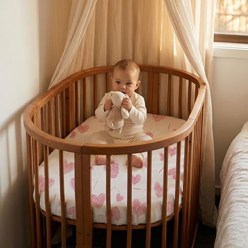 Image of Gllquen Baby Bedside Sleeper Bassinet Sheets 33x20 Inch 4 Pack Girl Boy