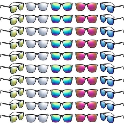 Umigy 50 Pack Sunglasses Bulk Neon Vintage Retro Party Sunglasses Classic Shades Eyewear for Adult Party Favors