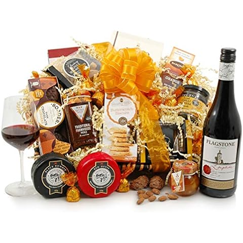 Wine & Cheese Feast Gift Hamper Basket - Award-Winning Wine & Cheeses with Chutney, Chocolates and More Cover