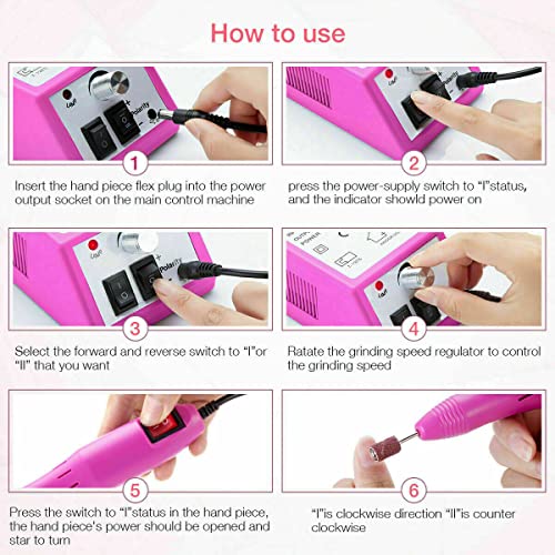 BOLT BEE Electric Nail File Drill Manicure Machine Art Acrylic Pedicure Tool Bits Set Kit - Image 4