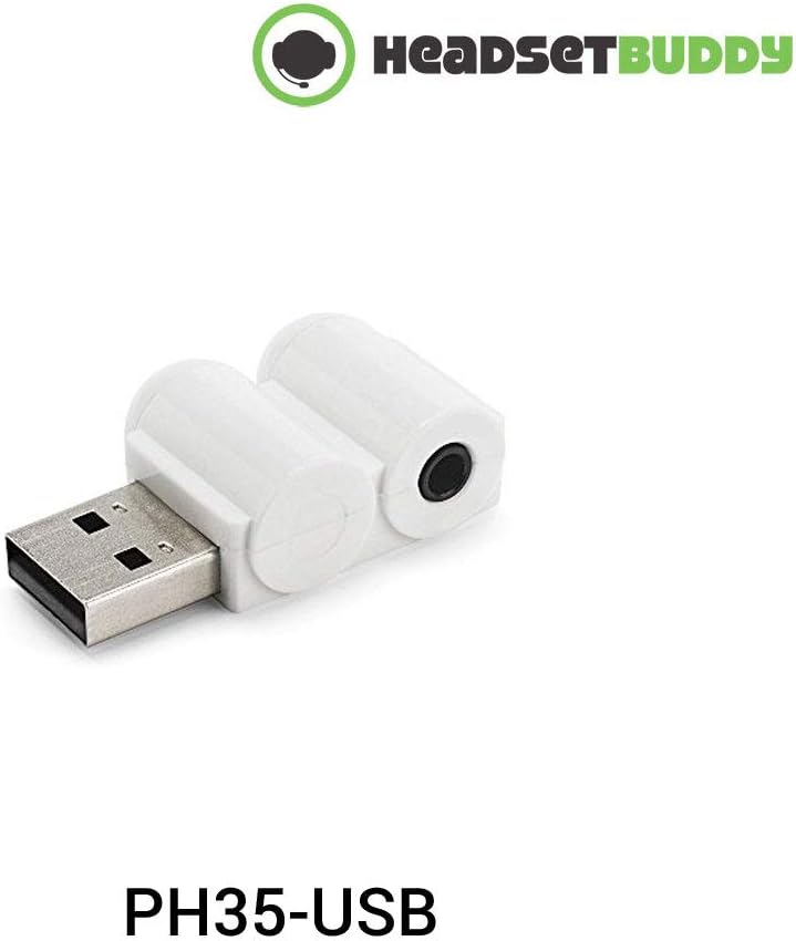 Headset Buddy Female 3.5mm TRRS Headphone Jack to Male USB-A Audio Adapter – Designed to use on MacBook, PC or Desktop Computers (PH35-USB)