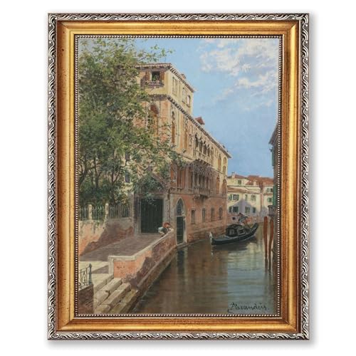 Vintage Framed Venice Canal Scene Canvas Print Oil Paintings Reproduction