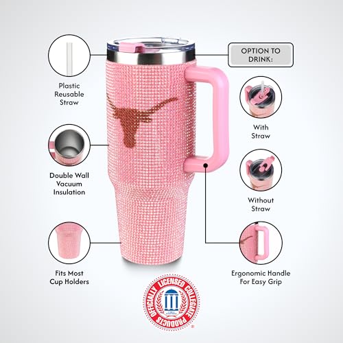 Image of The Memory Company Officially Licensed 40oz Pink Bling Game Day Tumbler, University of Texas