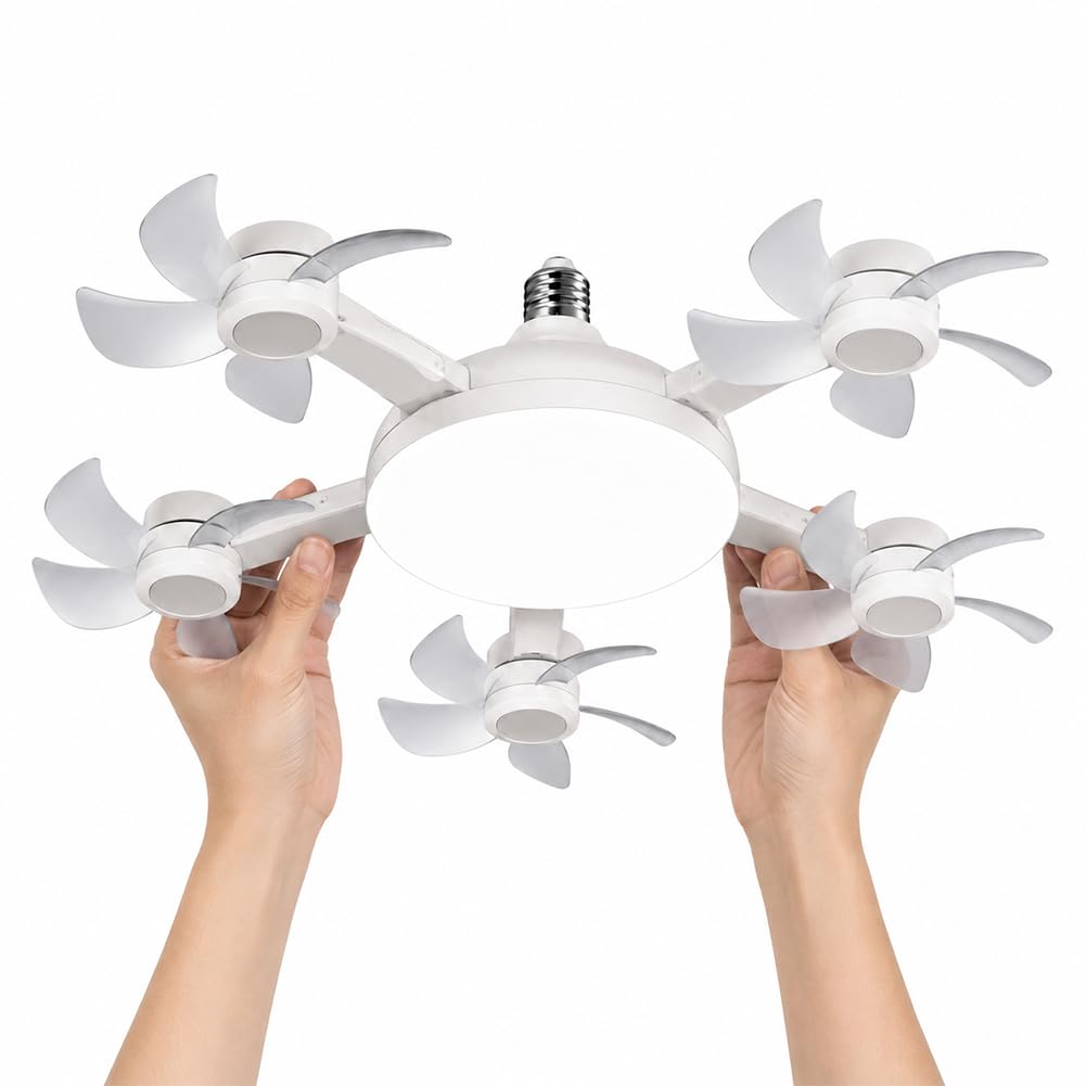Ceiling Fans with Lights 60W E27 Screw-in Drone Fan Light 4/5 Head Stepless
