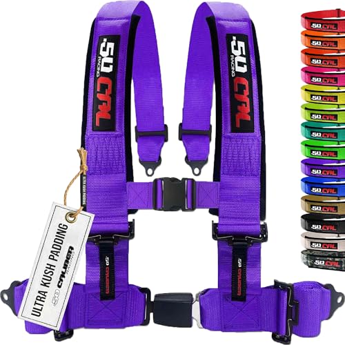 Purple 4 Point Harness for Bucket Seat Push Button Release 10 Color Options Racing Harness Race Car Off Road Vehicle UTV RZR (1 Unit) [6036]